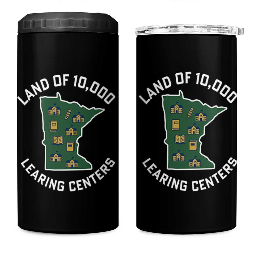 Land of 10000 Learing Centers Funny Minnesota Meme 4 in 1 Can Cooler Tumbler Viral Education Typo Parody - Wonder Print Shop