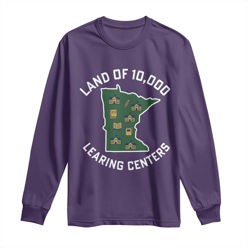 Land of 10000 Learing Centers Funny Minnesota Meme Long Sleeve Shirt Viral Education Typo Parody - Wonder Print Shop