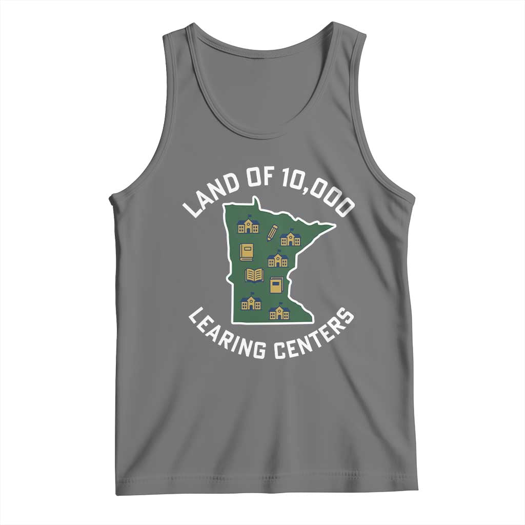 Land of 10000 Learing Centers Funny Minnesota Meme Tank Top Viral Education Typo Parody - Wonder Print Shop
