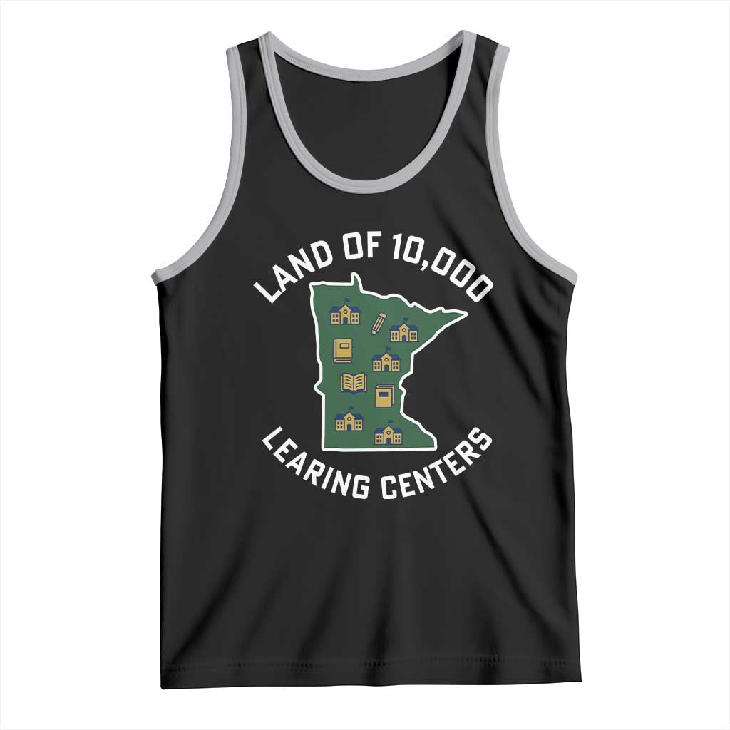 Land of 10000 Learing Centers Funny Minnesota Meme Tank Top Viral Education Typo Parody - Wonder Print Shop