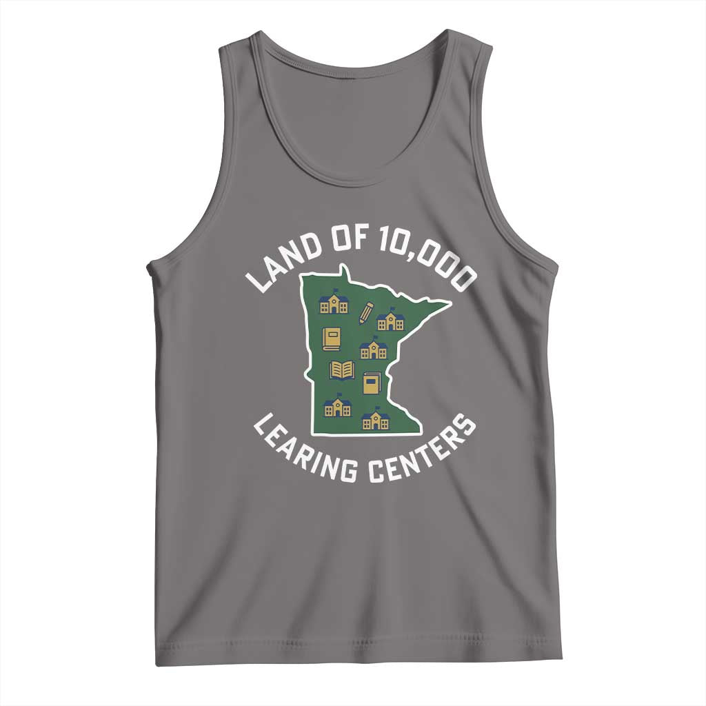 Land of 10000 Learing Centers Funny Minnesota Meme Tank Top Viral Education Typo Parody - Wonder Print Shop