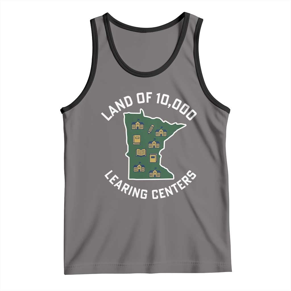 Land of 10000 Learing Centers Funny Minnesota Meme Tank Top Viral Education Typo Parody - Wonder Print Shop