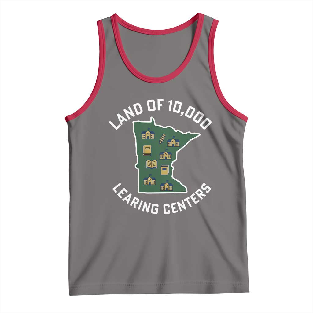 Land of 10000 Learing Centers Funny Minnesota Meme Tank Top Viral Education Typo Parody - Wonder Print Shop