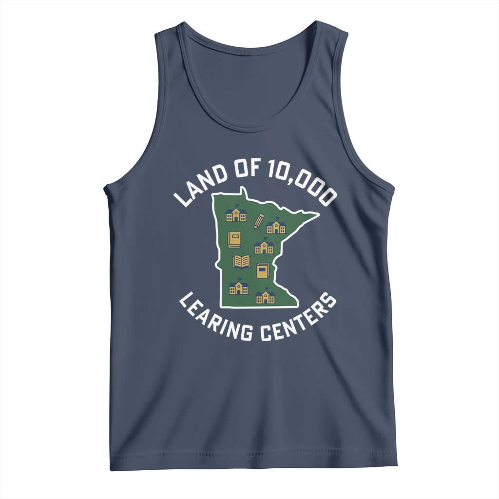 Land of 10000 Learing Centers Funny Minnesota Meme Tank Top Viral Education Typo Parody - Wonder Print Shop