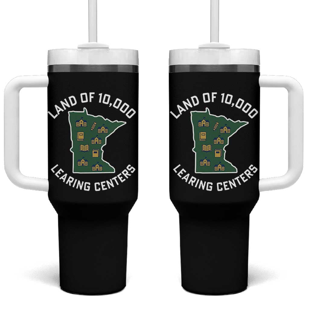 Land of 10000 Learing Centers Funny Minnesota Meme Tumbler With Handle Viral Education Typo Parody - Wonder Print Shop