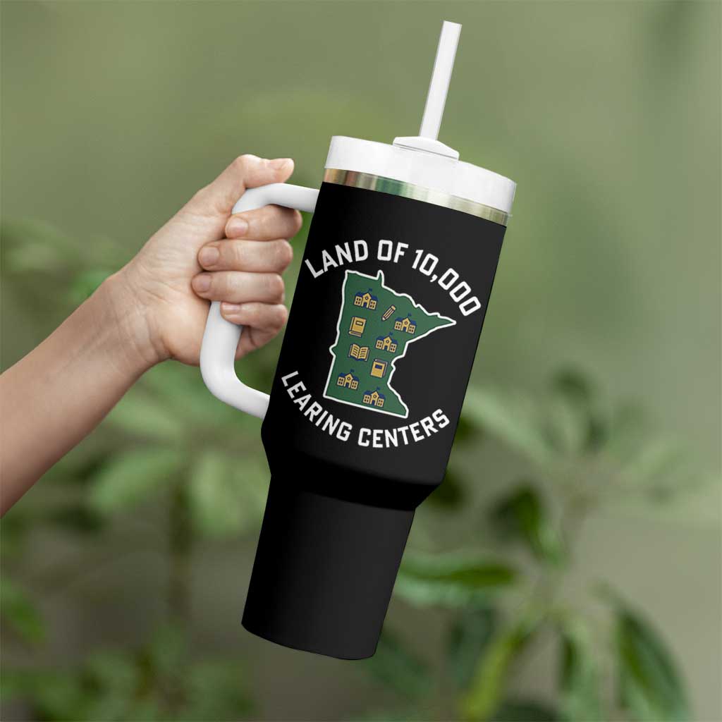 Land of 10000 Learing Centers Funny Minnesota Meme Tumbler With Handle Viral Education Typo Parody - Wonder Print Shop