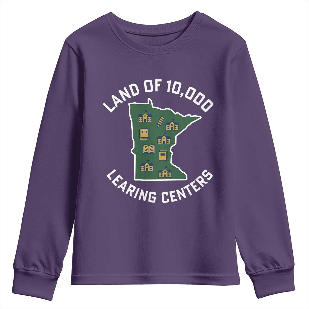 Land of 10000 Learing Centers Funny Minnesota Meme Youth Sweatshirt Viral Education Typo Parody - Wonder Print Shop