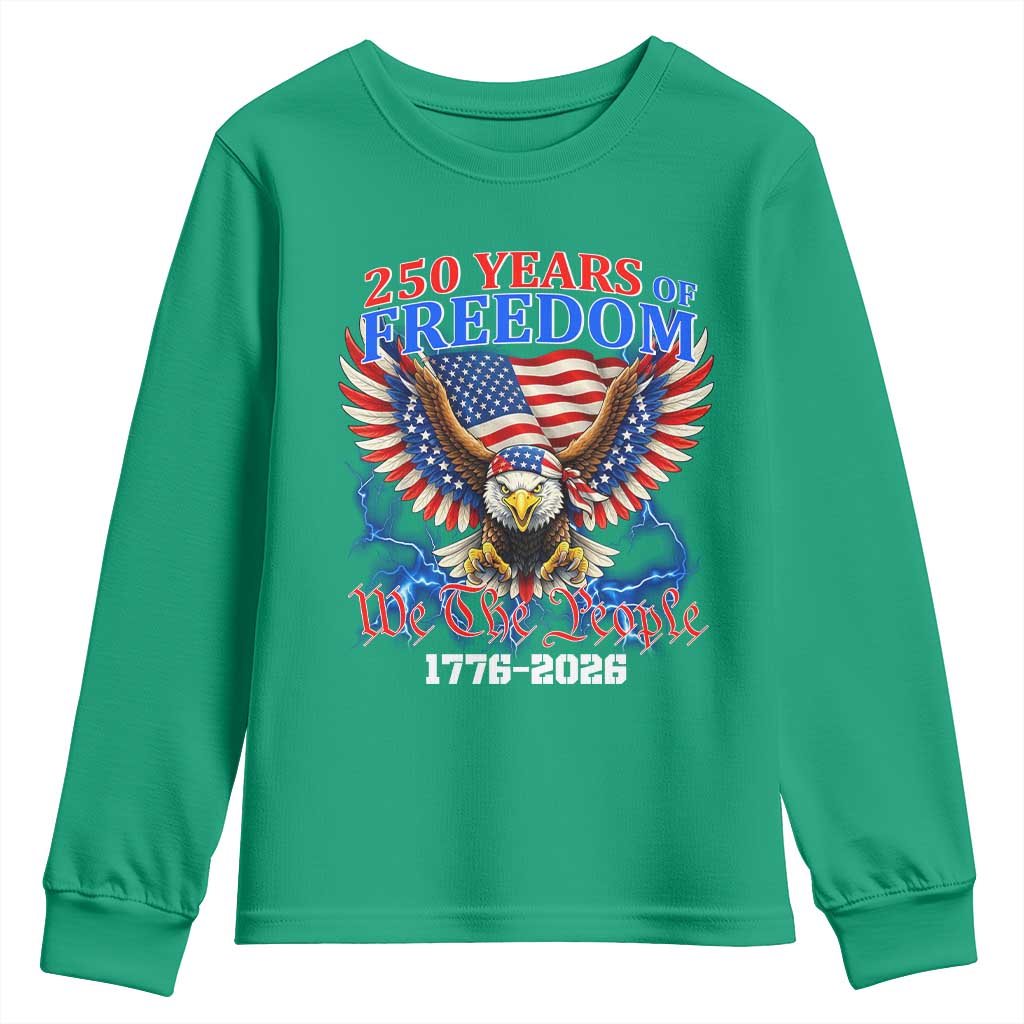 250 Years of Freedom 1776 2026 Patriotic Eagle Youth Sweatshirt We The People USA Semiquincentennial - Wonder Print Shop