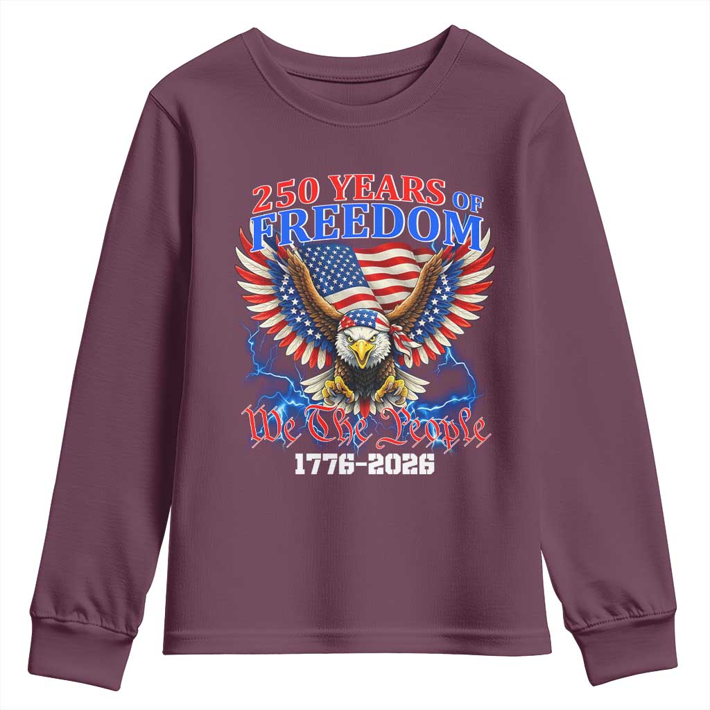 250 Years of Freedom 1776 2026 Patriotic Eagle Youth Sweatshirt We The People USA Semiquincentennial - Wonder Print Shop