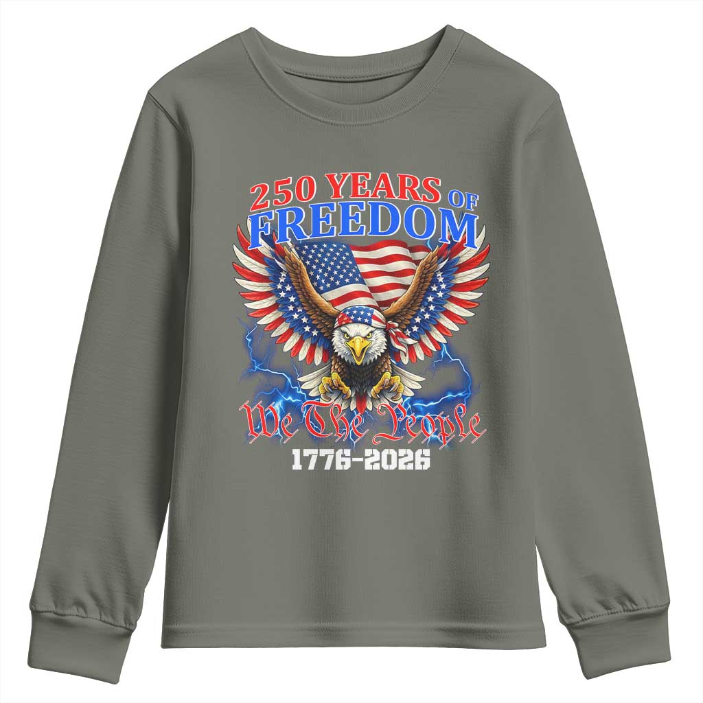 250 Years of Freedom 1776 2026 Patriotic Eagle Youth Sweatshirt We The People USA Semiquincentennial - Wonder Print Shop