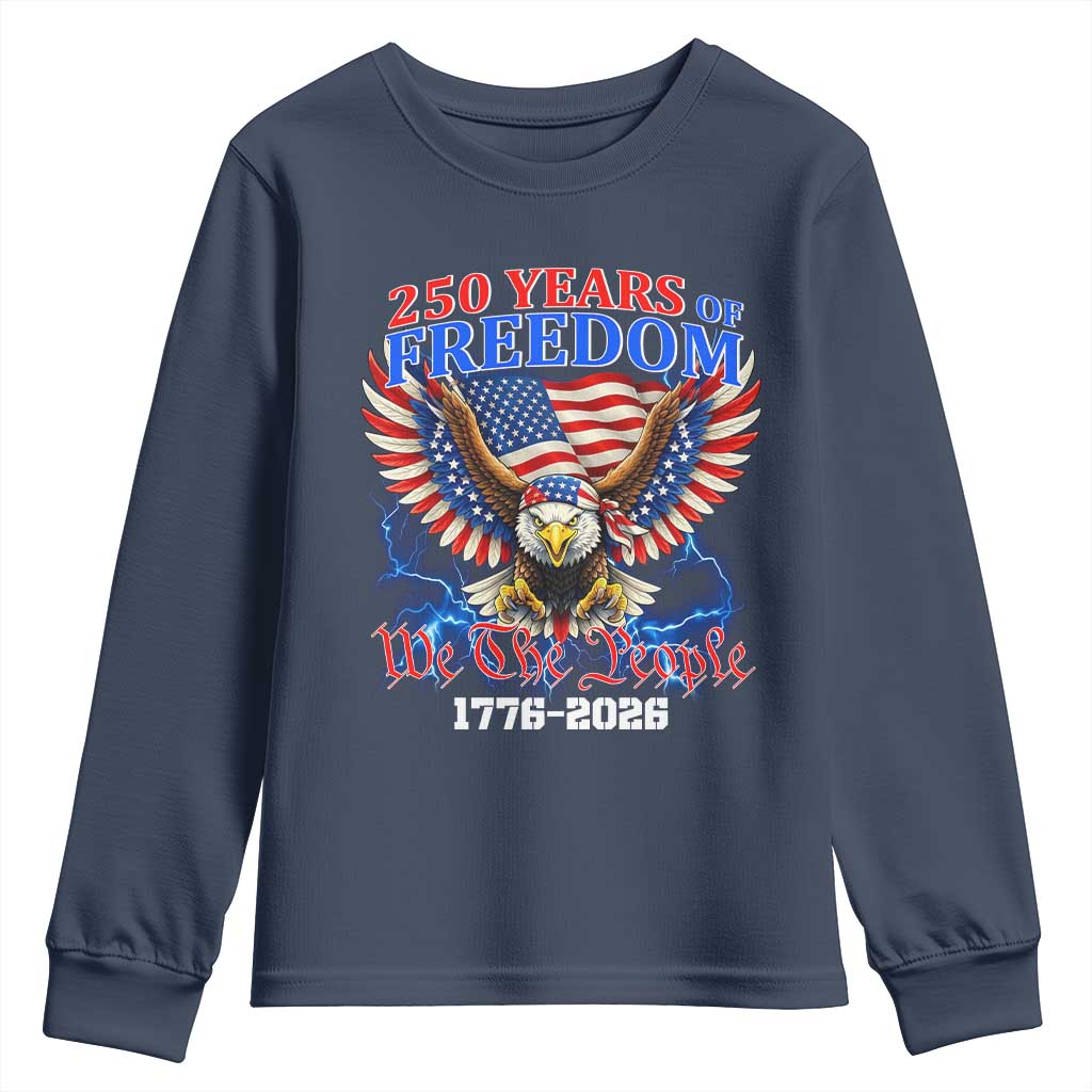 250 Years of Freedom 1776 2026 Patriotic Eagle Youth Sweatshirt We The People USA Semiquincentennial - Wonder Print Shop