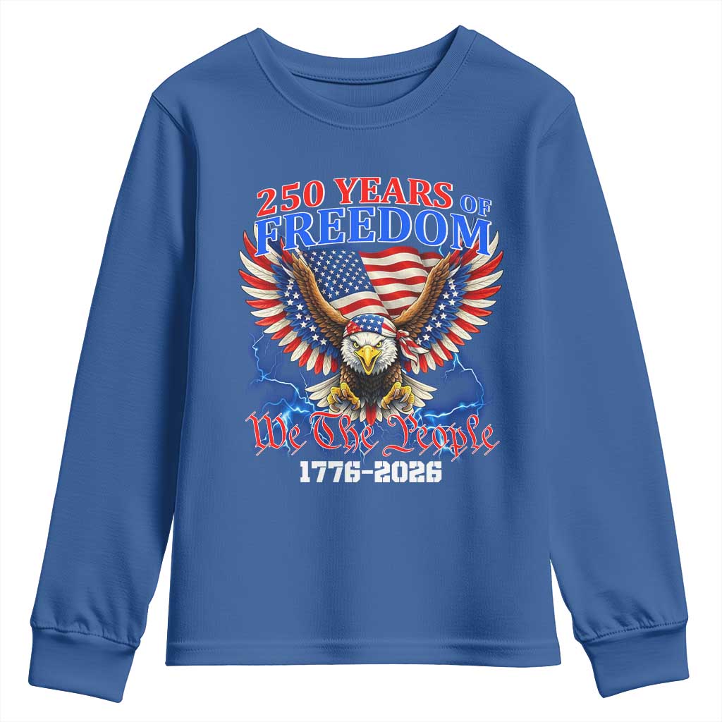 250 Years of Freedom 1776 2026 Patriotic Eagle Youth Sweatshirt We The People USA Semiquincentennial - Wonder Print Shop