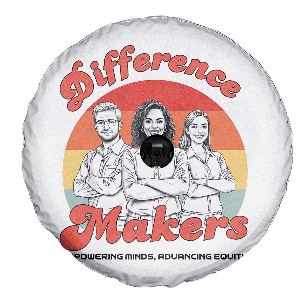 Difference Makers Teacher Appreciation Spare Tire Cover Empowering Minds & Advancing Equity Retro Educator - Wonder Print Shop