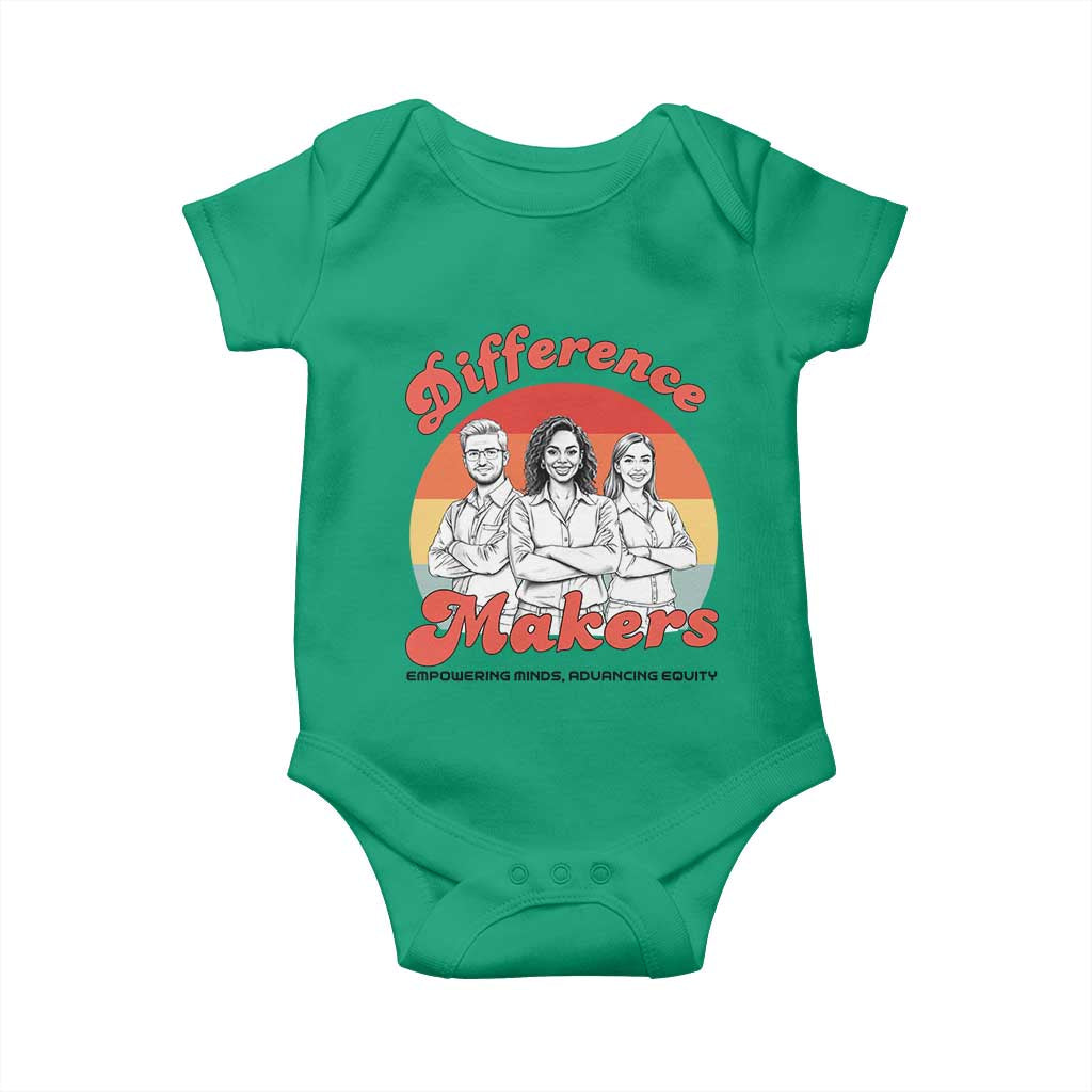 Difference Makers Teacher Appreciation Baby Onesie Empowering Minds & Advancing Equity Retro Educator - Wonder Print Shop