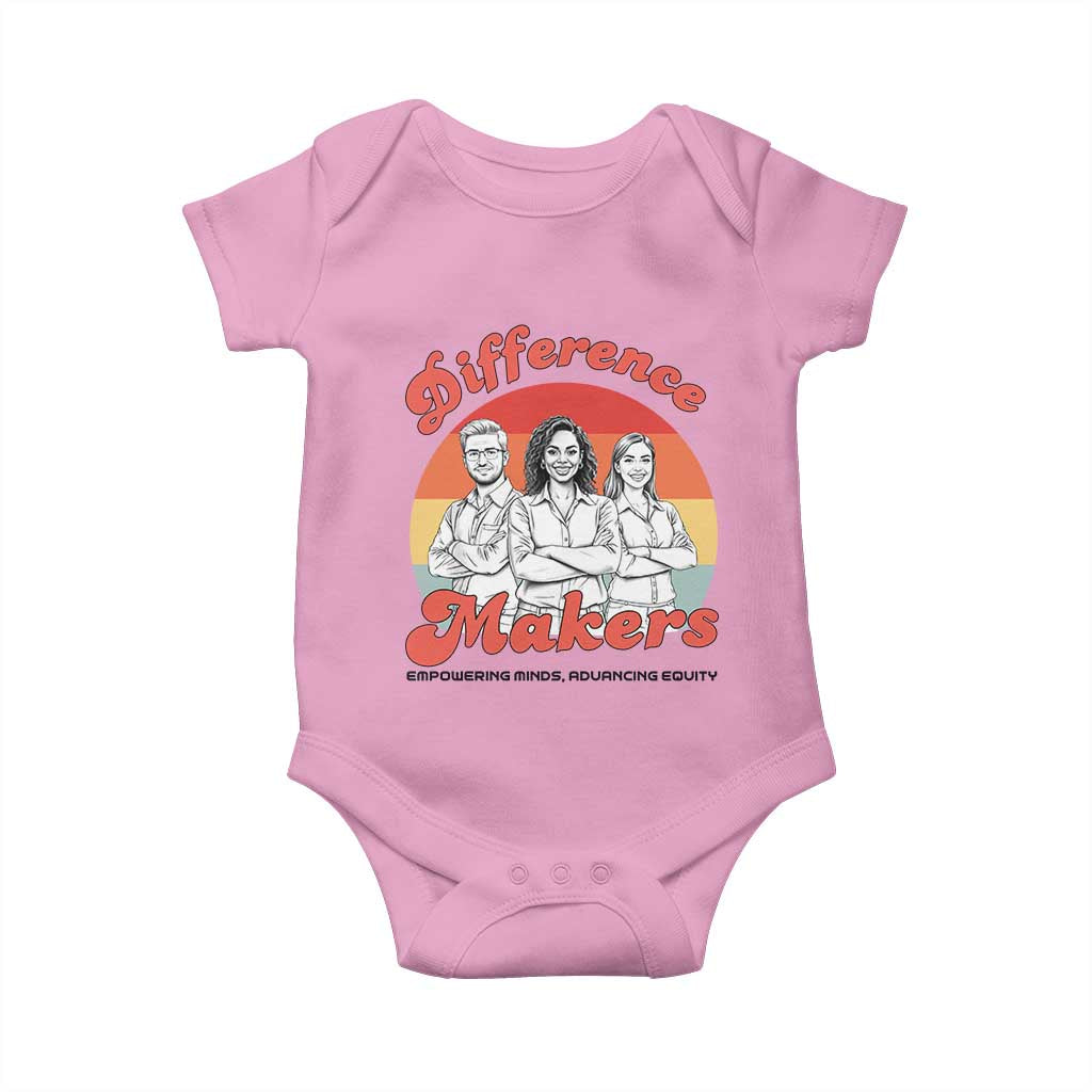 Difference Makers Teacher Appreciation Baby Onesie Empowering Minds & Advancing Equity Retro Educator - Wonder Print Shop