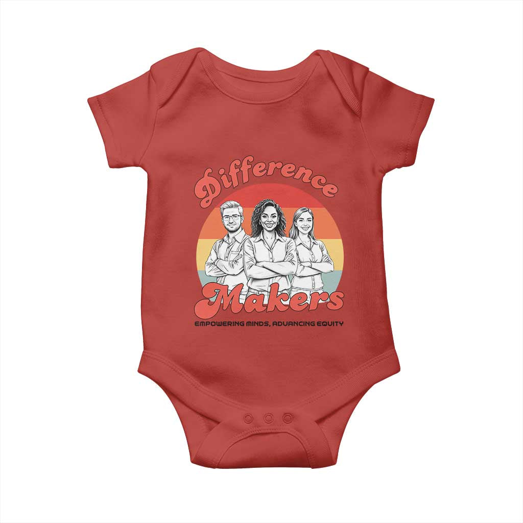 Difference Makers Teacher Appreciation Baby Onesie Empowering Minds & Advancing Equity Retro Educator - Wonder Print Shop