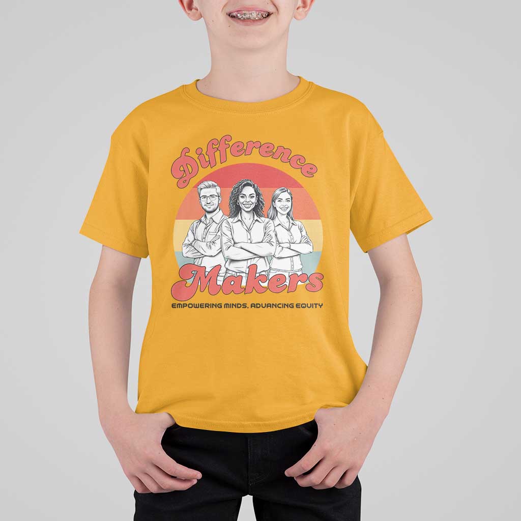 Difference Makers Teacher Appreciation T Shirt For Kid Empowering Minds & Advancing Equity Retro Educator - Wonder Print Shop