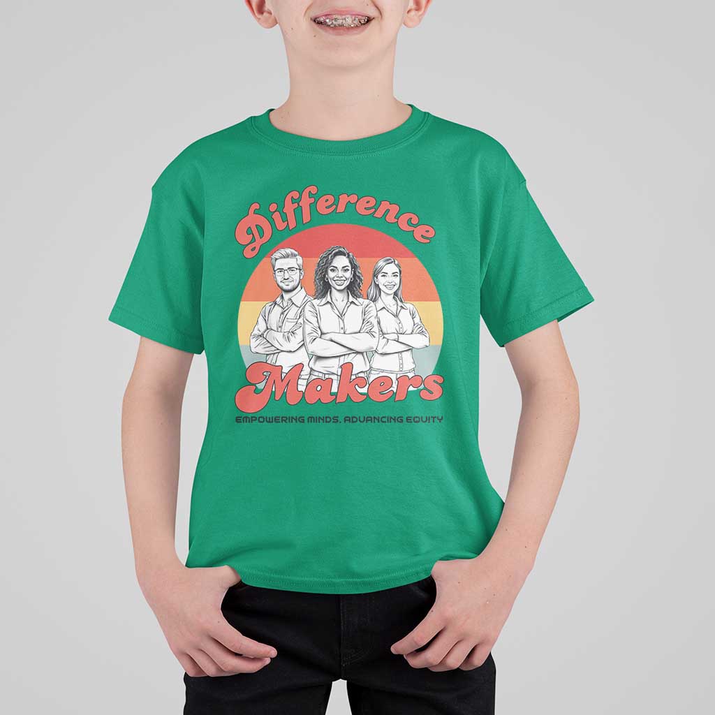 Difference Makers Teacher Appreciation T Shirt For Kid Empowering Minds & Advancing Equity Retro Educator - Wonder Print Shop