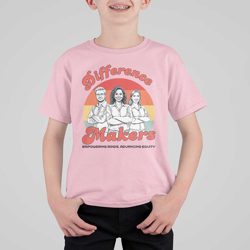 Difference Makers Teacher Appreciation T Shirt For Kid Empowering Minds & Advancing Equity Retro Educator - Wonder Print Shop