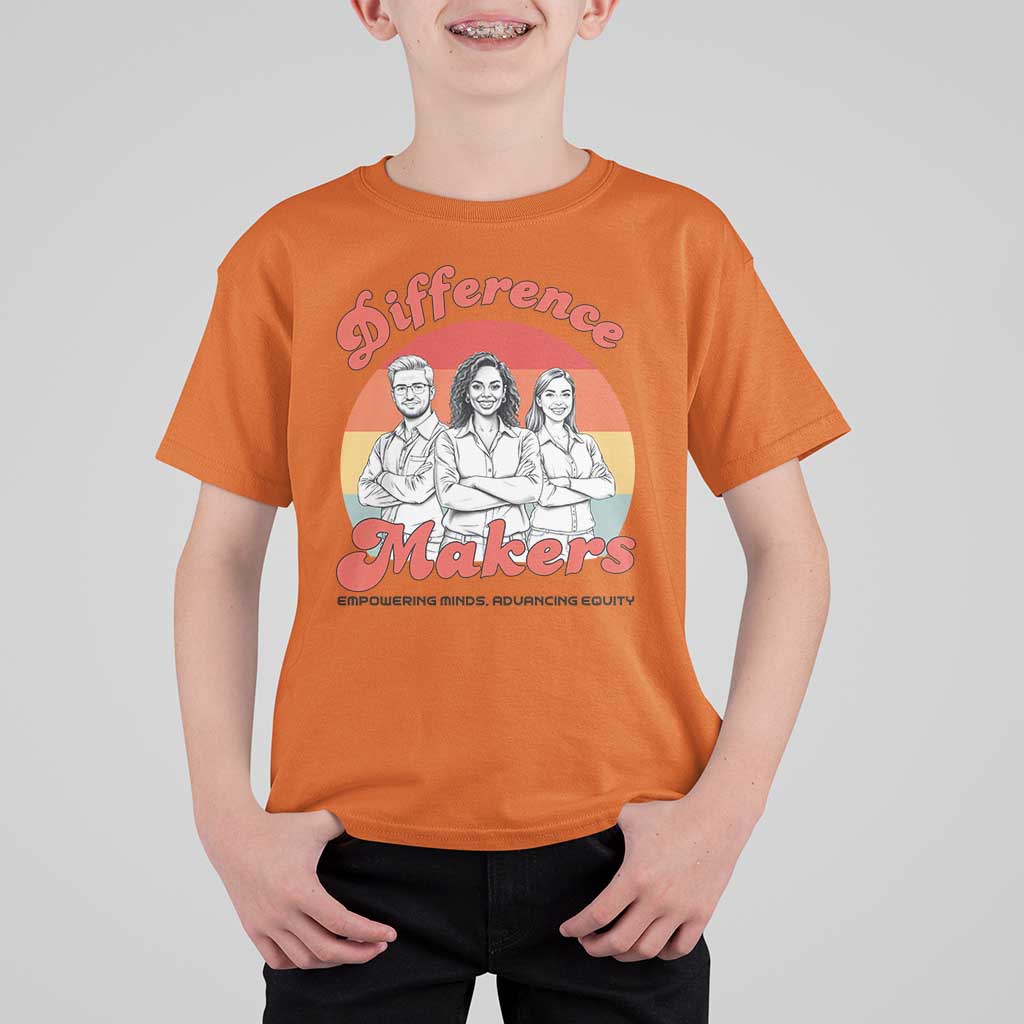 Difference Makers Teacher Appreciation T Shirt For Kid Empowering Minds & Advancing Equity Retro Educator - Wonder Print Shop