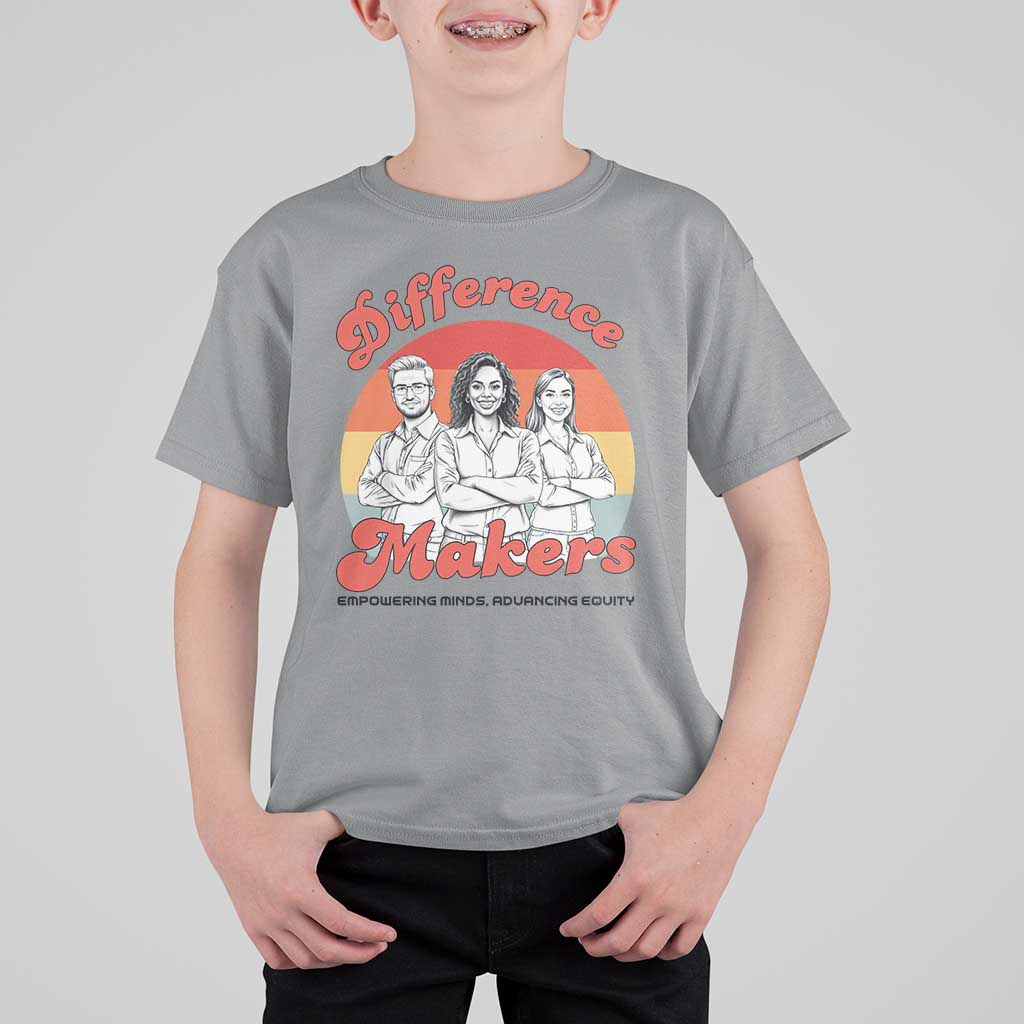 Difference Makers Teacher Appreciation T Shirt For Kid Empowering Minds & Advancing Equity Retro Educator - Wonder Print Shop