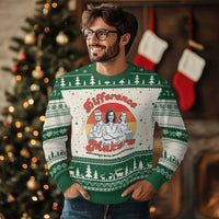 Difference Makers Teacher Appreciation Ugly Christmas Sweater Empowering Minds & Advancing Equity Retro Educator - Wonder Print Shop