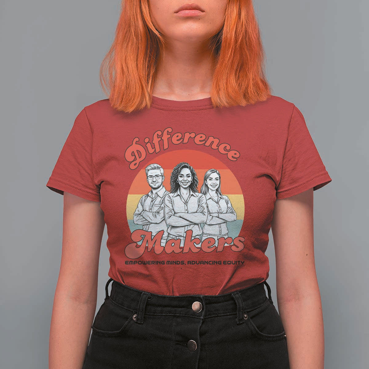 Difference Makers Teacher Appreciation T Shirt For Women Empowering Minds & Advancing Equity Retro Educator - Wonder Print Shop