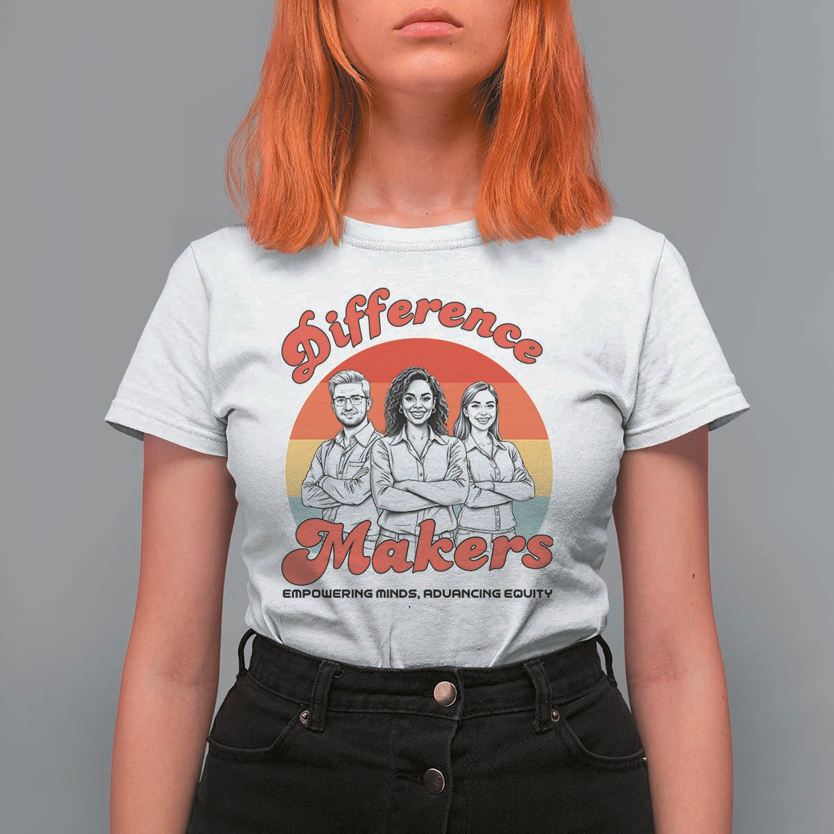 Difference Makers Teacher Appreciation T Shirt For Women Empowering Minds & Advancing Equity Retro Educator - Wonder Print Shop