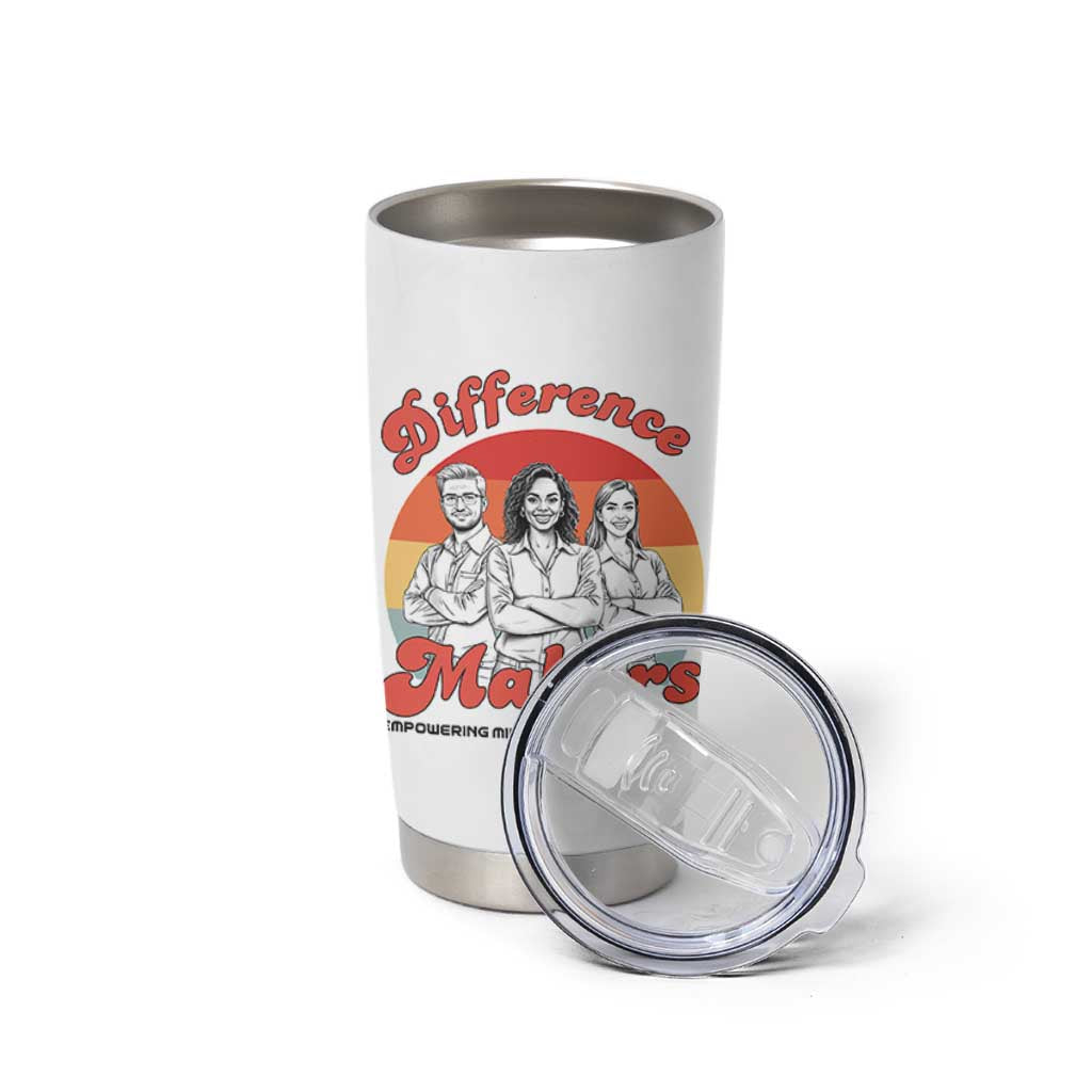 Difference Makers Teacher Appreciation Tumbler Cup Empowering Minds & Advancing Equity Retro Educator - Wonder Print Shop