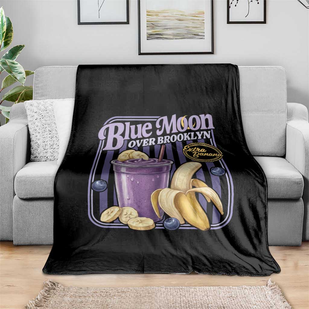 Blue Moon Over Brooklyn Banana Smoothie Aesthetic Throw Blanket Extra Banana Hockey Romance Retro Style - Wonder Print Shop