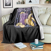 Blue Moon Over Brooklyn Banana Smoothie Aesthetic Throw Blanket Extra Banana Hockey Romance Retro Style - Wonder Print Shop