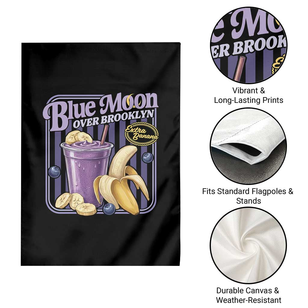 Blue Moon Over Brooklyn Banana Smoothie Aesthetic Garden Flag Extra Banana Hockey Romance Retro Style - Wonder Print Shop