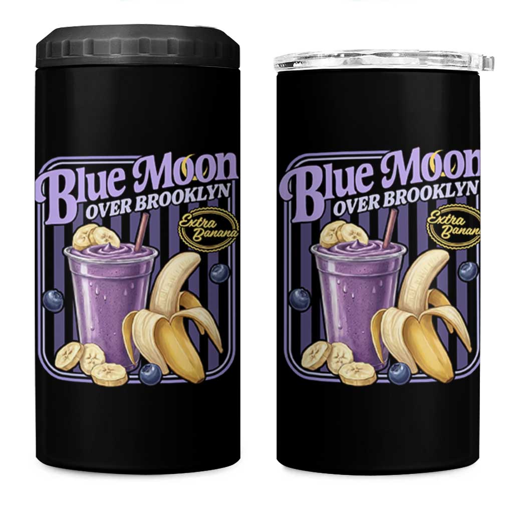Blue Moon Over Brooklyn Banana Smoothie Aesthetic 4 in 1 Can Cooler Tumbler Extra Banana Hockey Romance Retro Style - Wonder Print Shop