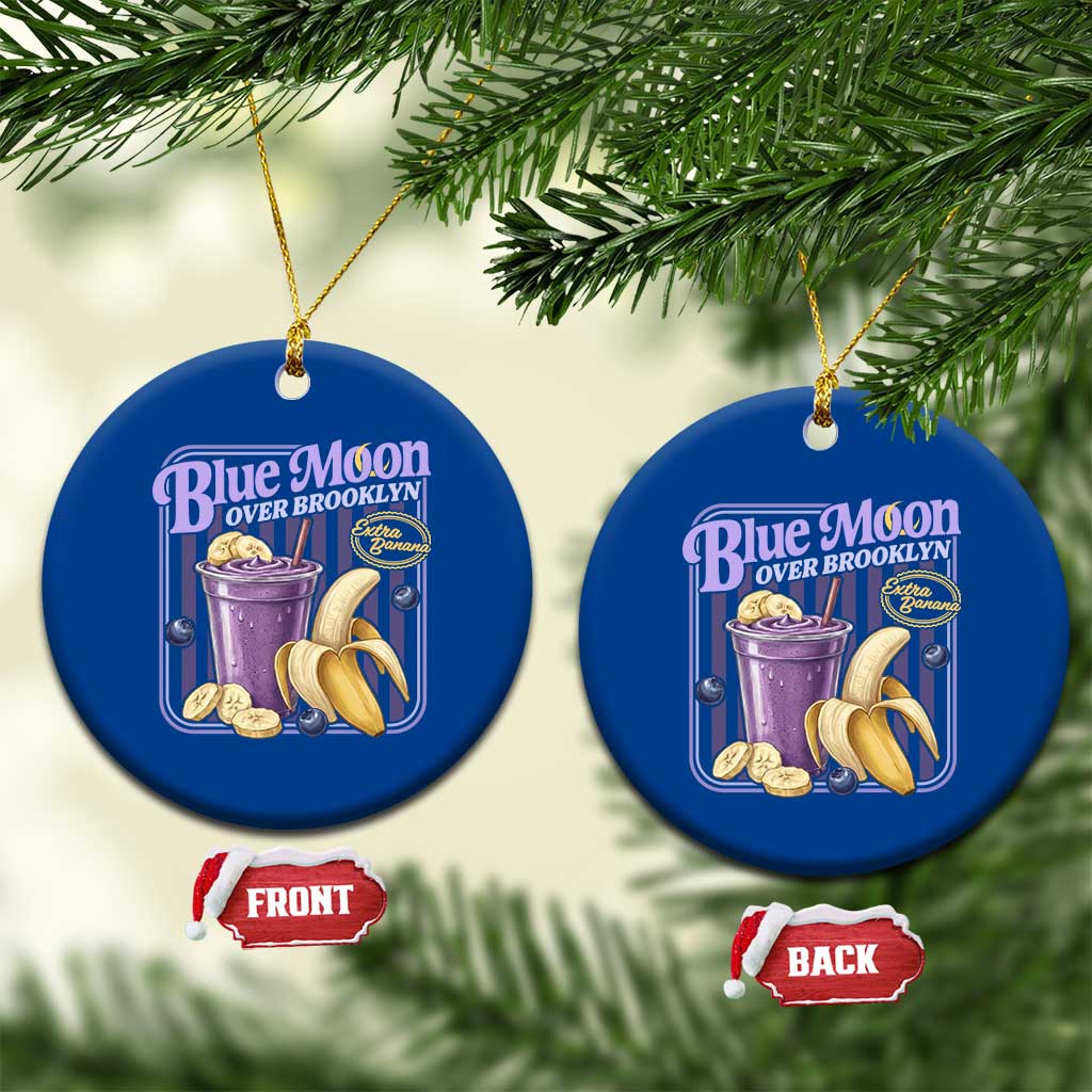 Blue Moon Over Brooklyn Banana Smoothie Aesthetic Ceramic Ornament Extra Banana Hockey Romance Retro Style - Wonder Print Shop