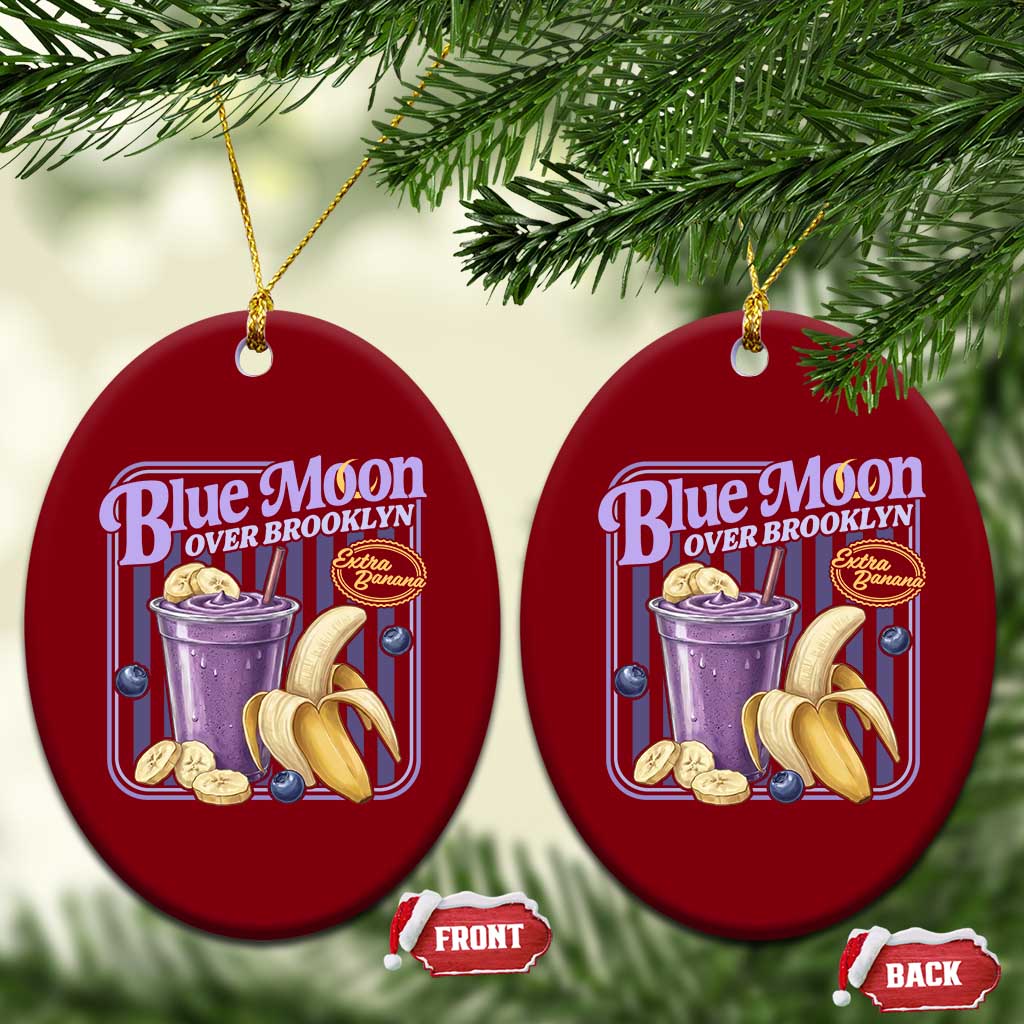 Blue Moon Over Brooklyn Banana Smoothie Aesthetic Ceramic Ornament Extra Banana Hockey Romance Retro Style - Wonder Print Shop