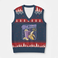 Blue Moon Over Brooklyn Banana Smoothie Aesthetic V-Neck Knit Sweater Vest Extra Banana Hockey Romance Retro Style - Wonder Print Shop