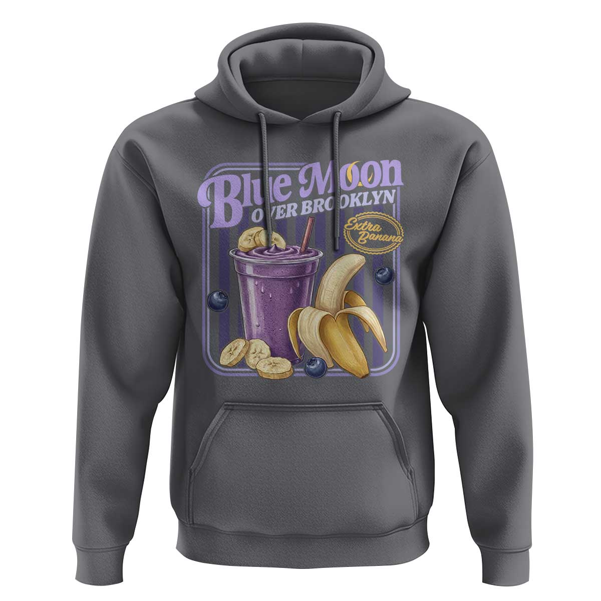 Blue Moon Over Brooklyn Banana Smoothie Aesthetic Hoodie Extra Banana Hockey Romance Retro Style - Wonder Print Shop