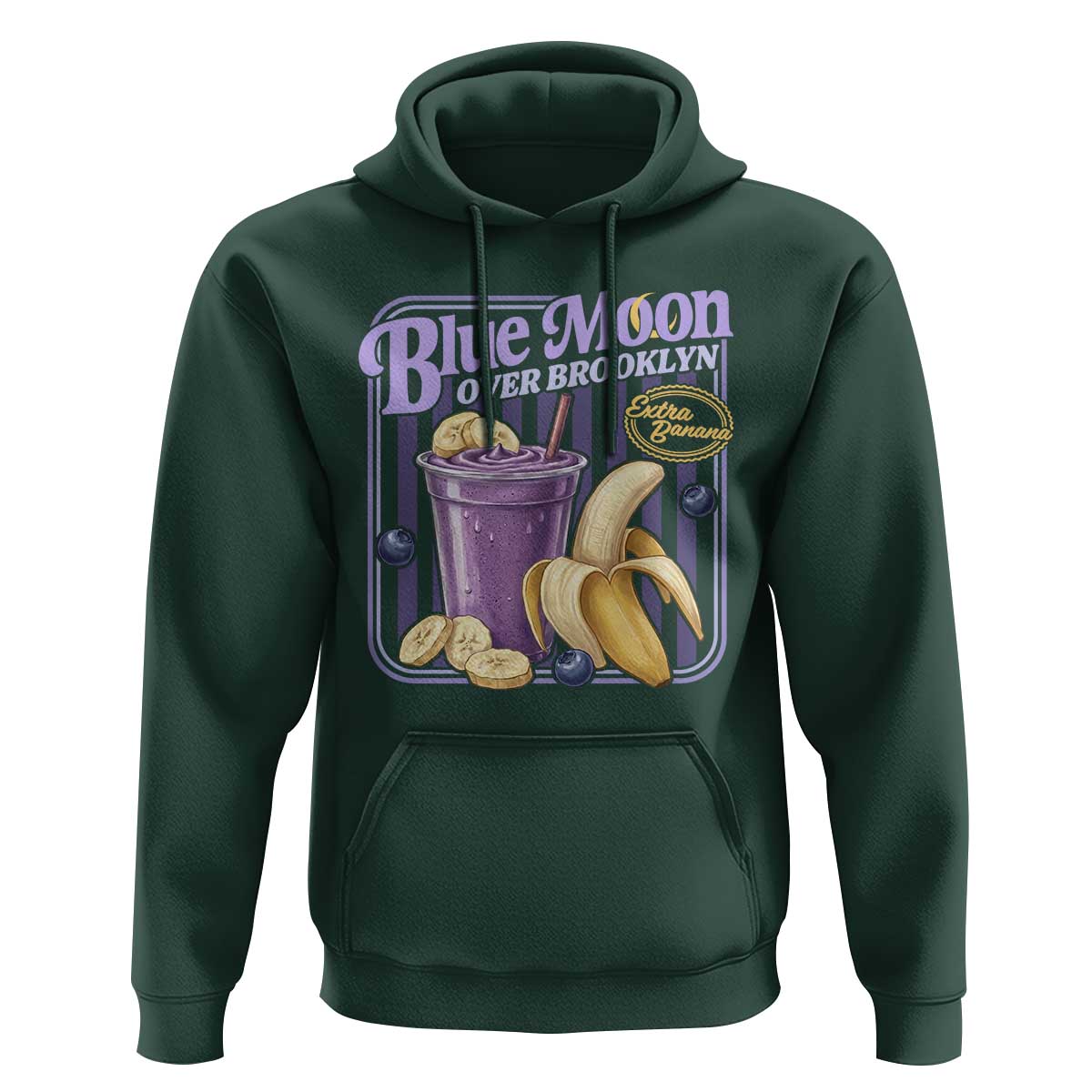 Blue Moon Over Brooklyn Banana Smoothie Aesthetic Hoodie Extra Banana Hockey Romance Retro Style - Wonder Print Shop