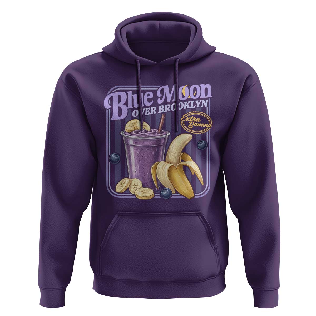 Blue Moon Over Brooklyn Banana Smoothie Aesthetic Hoodie Extra Banana Hockey Romance Retro Style - Wonder Print Shop