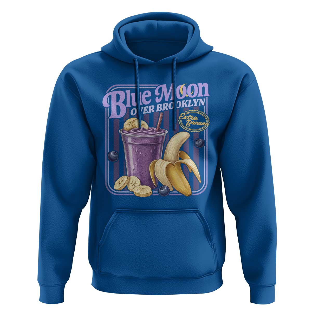 Blue Moon Over Brooklyn Banana Smoothie Aesthetic Hoodie Extra Banana Hockey Romance Retro Style - Wonder Print Shop