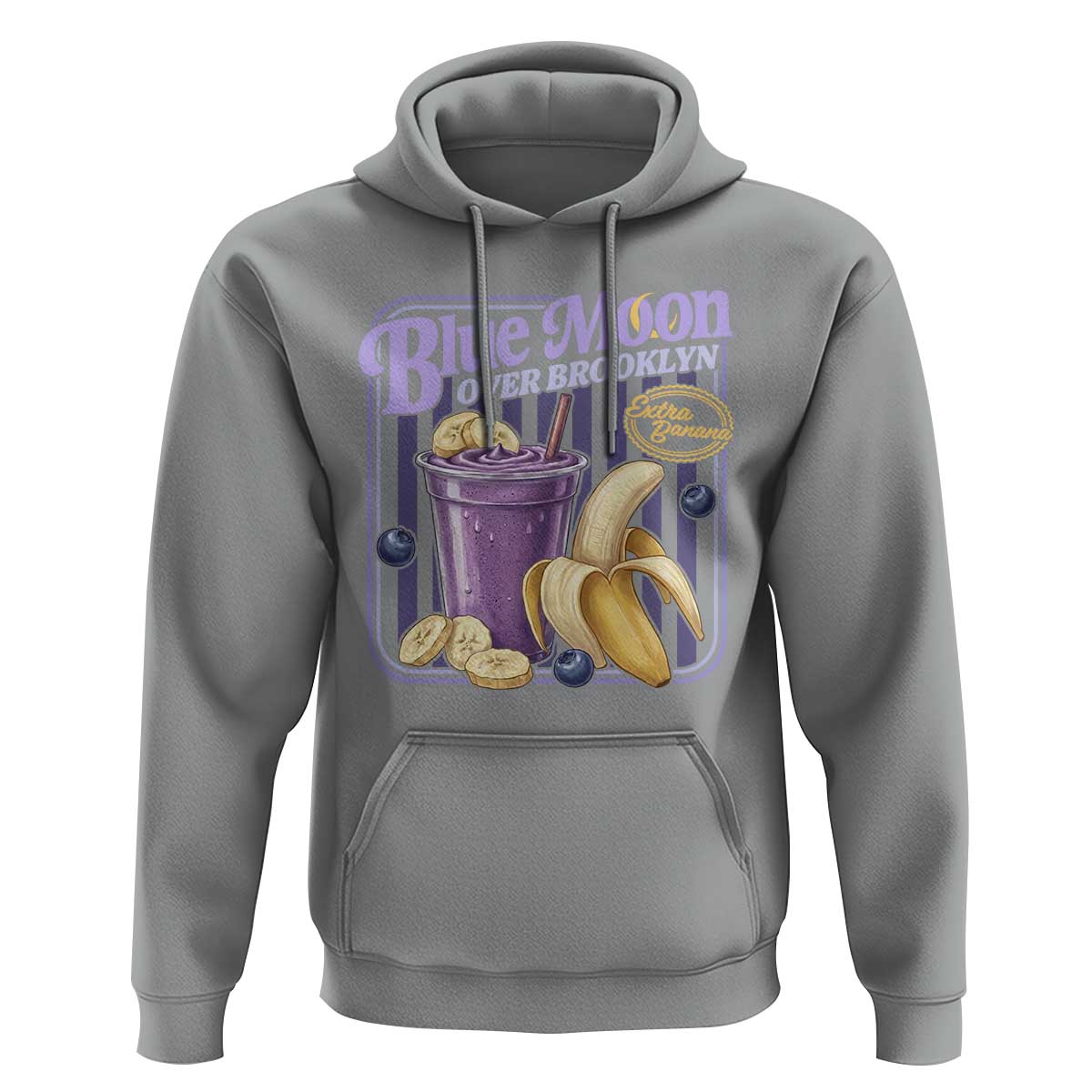 Blue Moon Over Brooklyn Banana Smoothie Aesthetic Hoodie Extra Banana Hockey Romance Retro Style - Wonder Print Shop