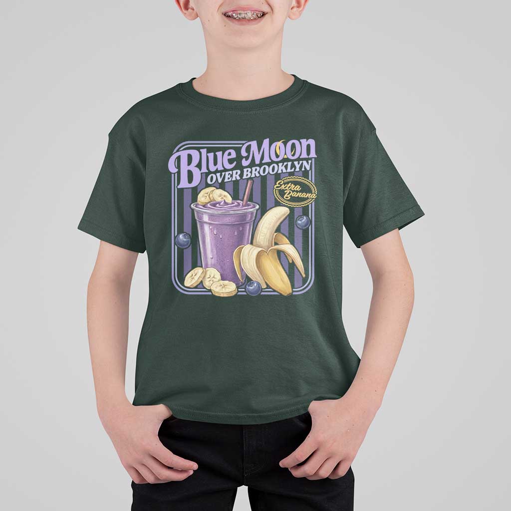 Blue Moon Over Brooklyn Banana Smoothie Aesthetic T Shirt For Kid Extra Banana Hockey Romance Retro Style - Wonder Print Shop