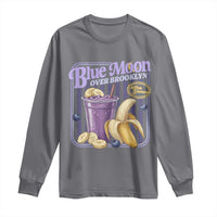 Blue Moon Over Brooklyn Banana Smoothie Aesthetic Long Sleeve Shirt Extra Banana Hockey Romance Retro Style - Wonder Print Shop