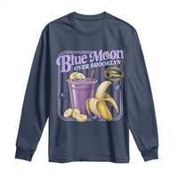 Blue Moon Over Brooklyn Banana Smoothie Aesthetic Long Sleeve Shirt Extra Banana Hockey Romance Retro Style - Wonder Print Shop