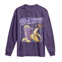 Blue Moon Over Brooklyn Banana Smoothie Aesthetic Long Sleeve Shirt Extra Banana Hockey Romance Retro Style - Wonder Print Shop