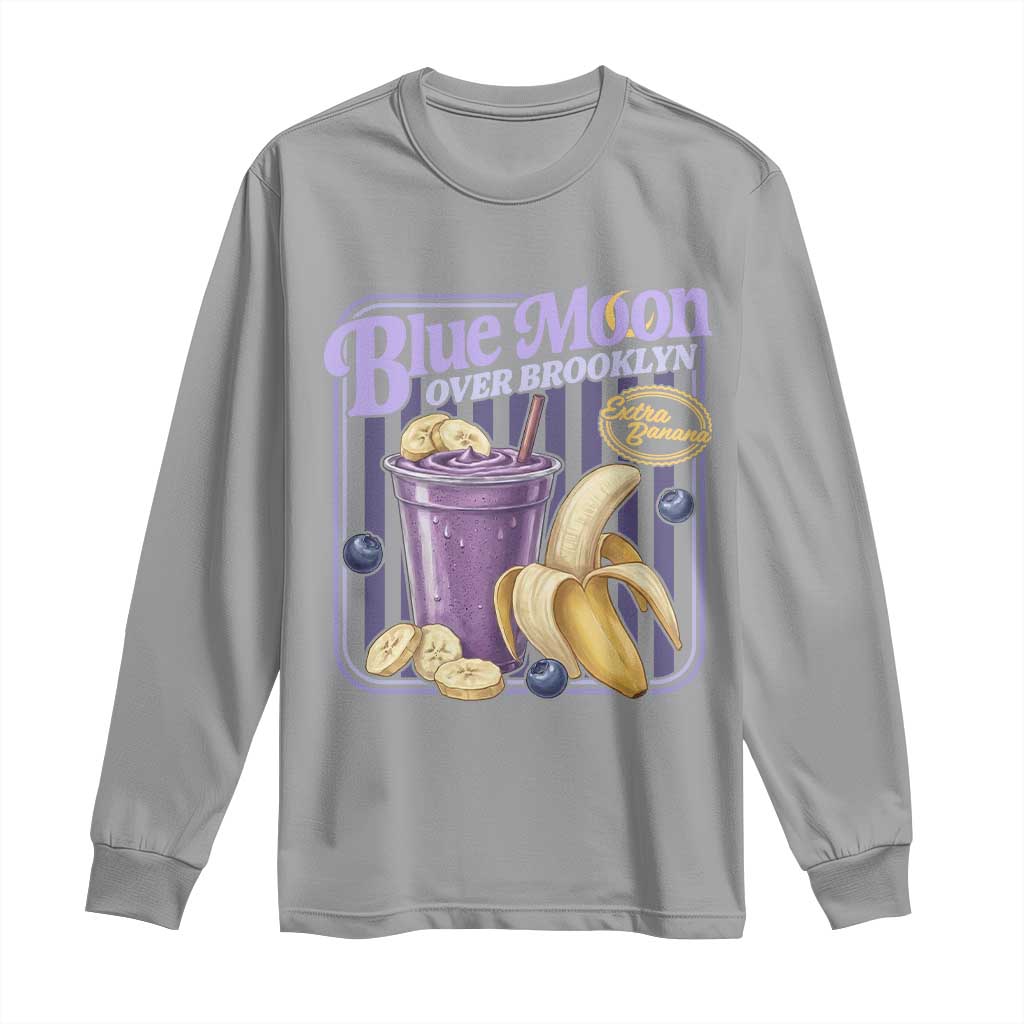 Blue Moon Over Brooklyn Banana Smoothie Aesthetic Long Sleeve Shirt Extra Banana Hockey Romance Retro Style - Wonder Print Shop