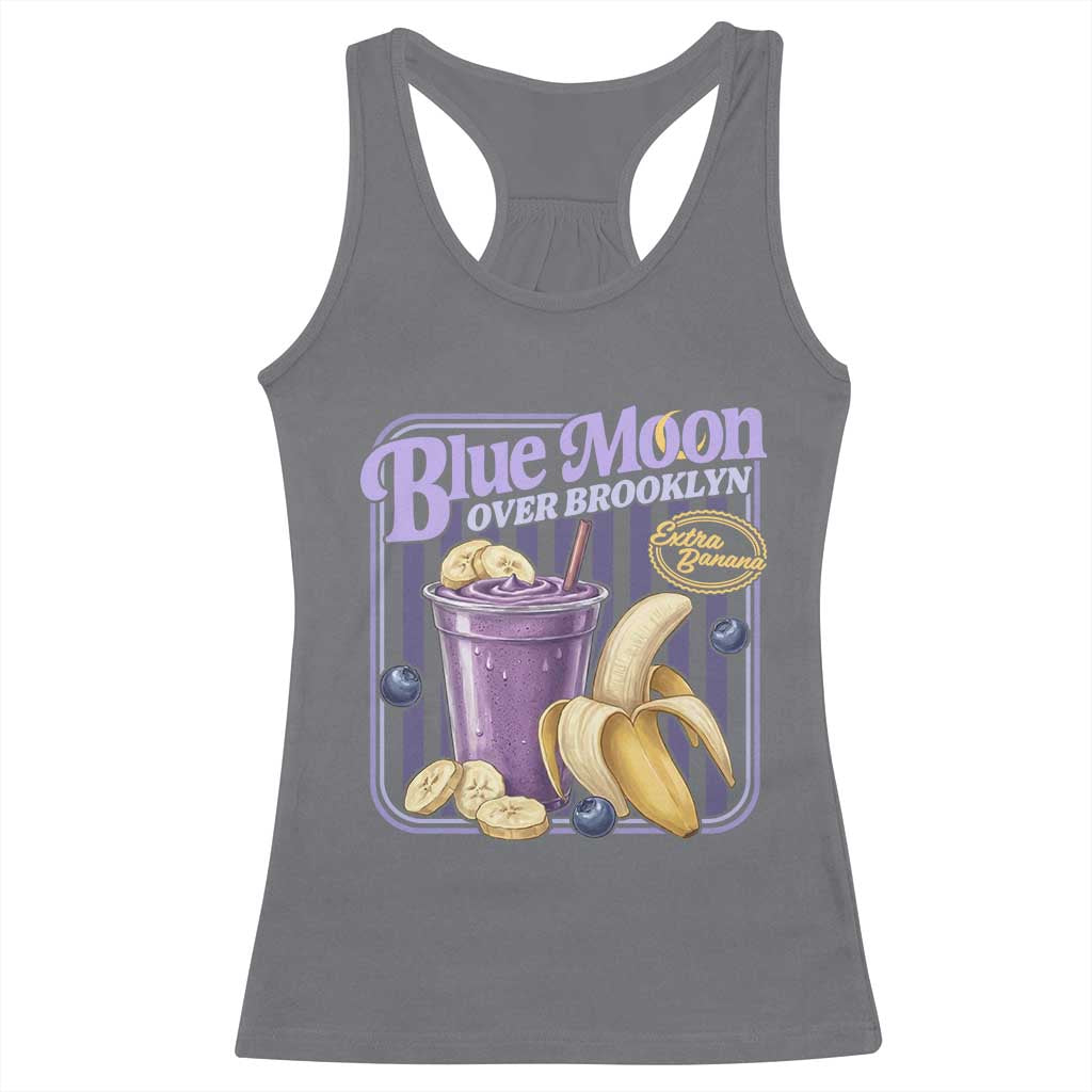Blue Moon Over Brooklyn Banana Smoothie Aesthetic Racerback Tank Top Extra Banana Hockey Romance Retro Style - Wonder Print Shop