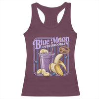 Blue Moon Over Brooklyn Banana Smoothie Aesthetic Racerback Tank Top Extra Banana Hockey Romance Retro Style - Wonder Print Shop