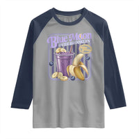 Blue Moon Over Brooklyn Banana Smoothie Aesthetic Raglan Shirt Extra Banana Hockey Romance Retro Style - Wonder Print Shop