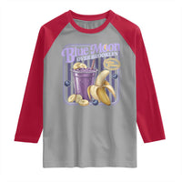 Blue Moon Over Brooklyn Banana Smoothie Aesthetic Raglan Shirt Extra Banana Hockey Romance Retro Style - Wonder Print Shop